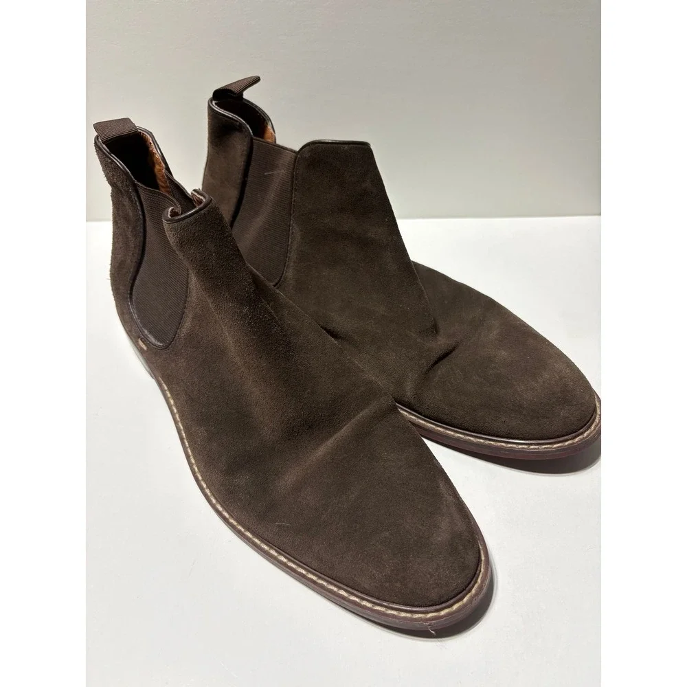 Nordstrom Chelsea Boots Mens Dark Brown Suede Ankle Pull On Studded Sole
